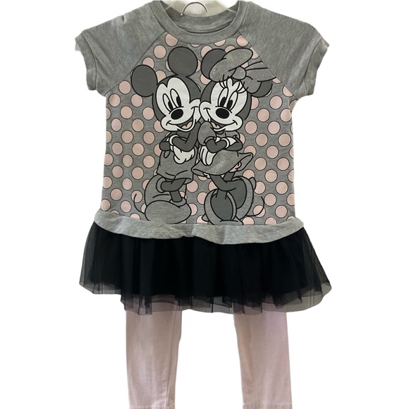 Nautinati Girls' 100% Cotton Disney Minnie Mouse Placement Print & Polka Dot Print Dress